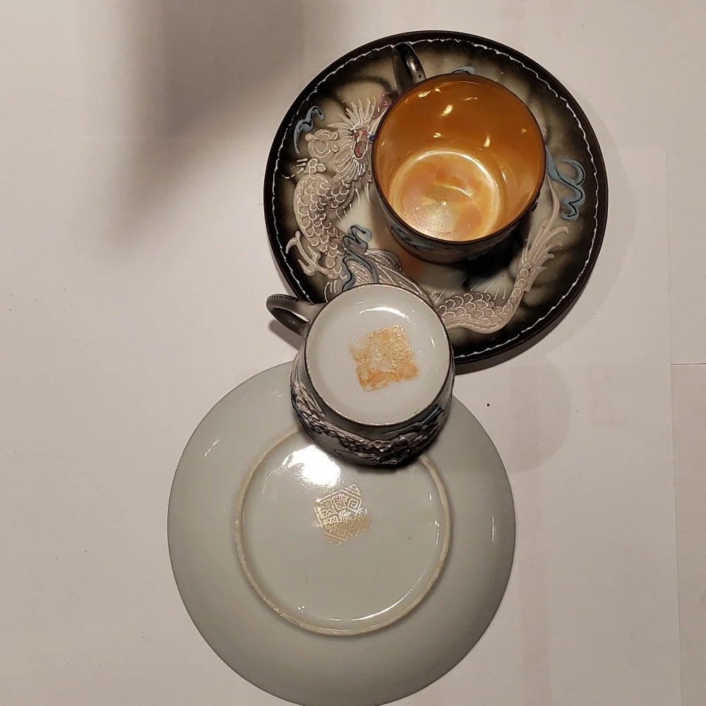 Demitasse Textured White Dragon Set - Picture 3 of 8